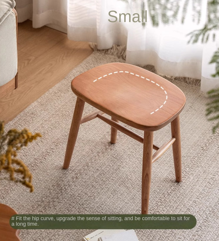 Cherry Wood Solid Wood Retro Square Makeup Stool