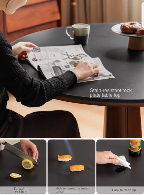 Poplar Solid Wood Medieval Style Rock Dining Table