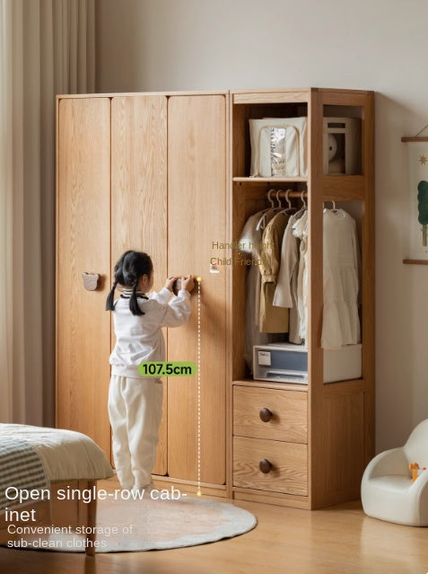 Oak Solid Wood Children's Wardrobe.