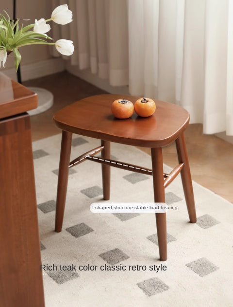 Cherry Wood Solid Wood Retro Square Makeup Stool