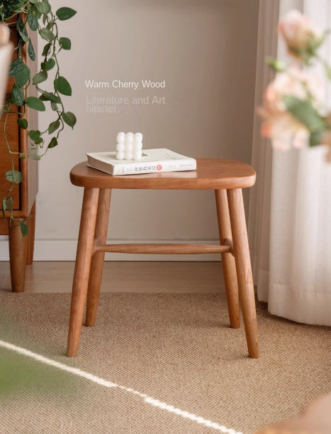 Cherry Wood Solid Wood Retro Square Makeup Stool