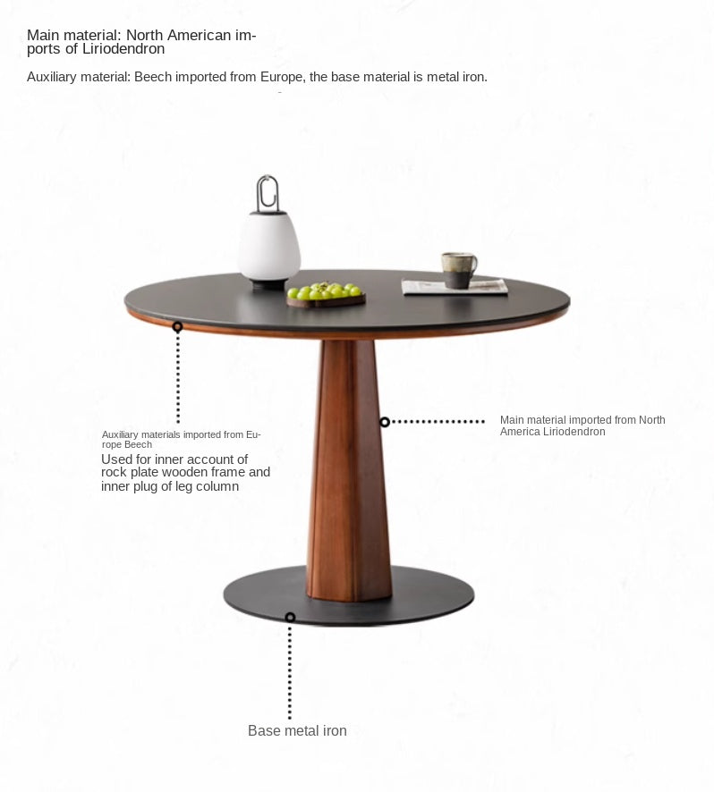 Poplar Solid Wood Medieval Style Rock Dining Table
