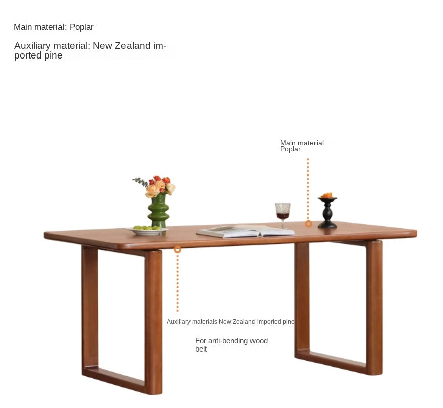 Poplar Solid Wood Medieval Style Large Plate Dining Table