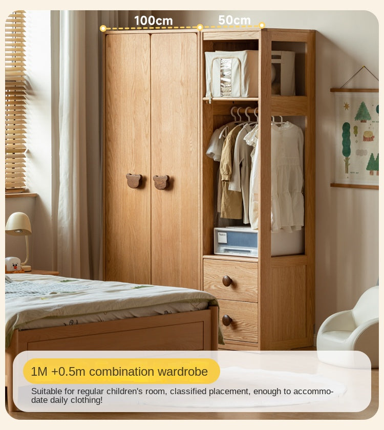 Oak Solid Wood Children's Wardrobe.