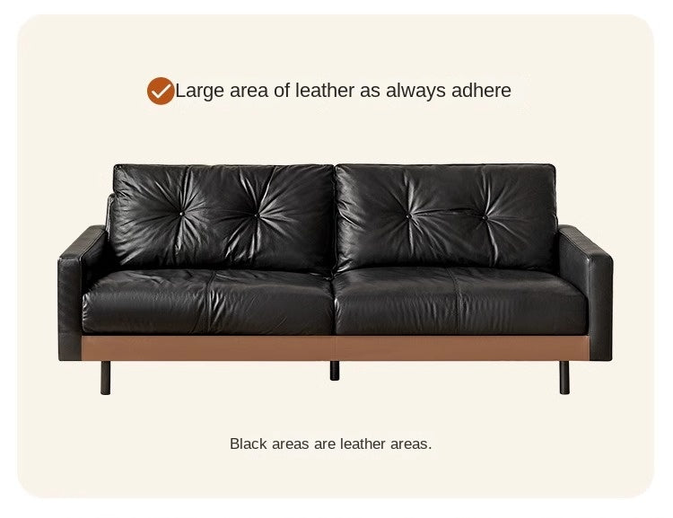 Leather Sofa, Black Top Layer Light Luxury Cowhide Sofa