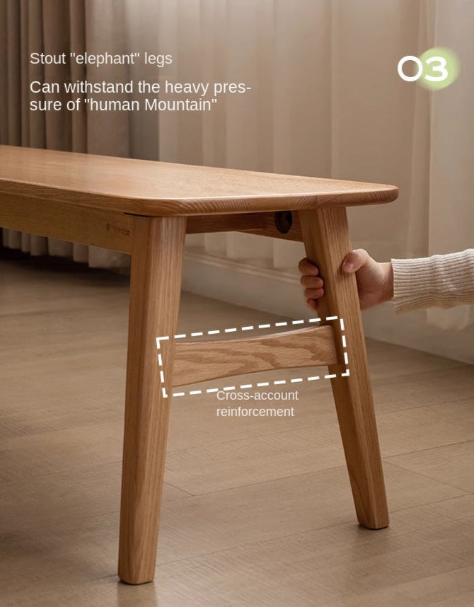 Oak Solid Wood Modern Long Bench