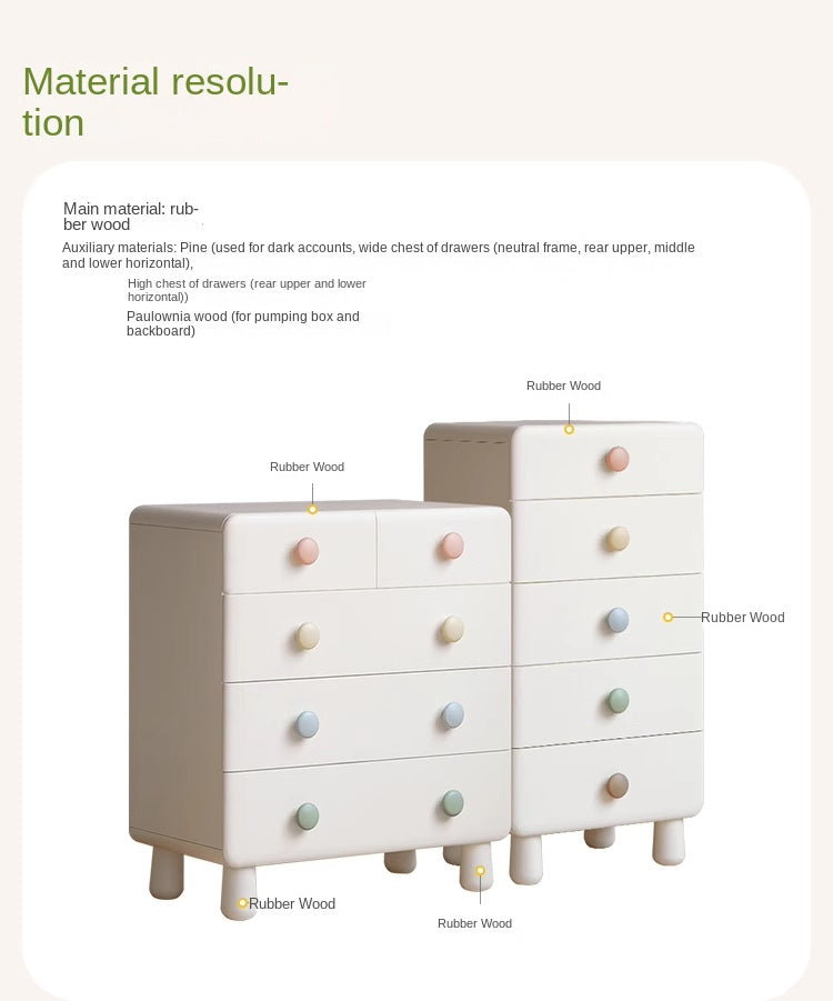 Rubber Solid Wood Children's Storage Cabinet.