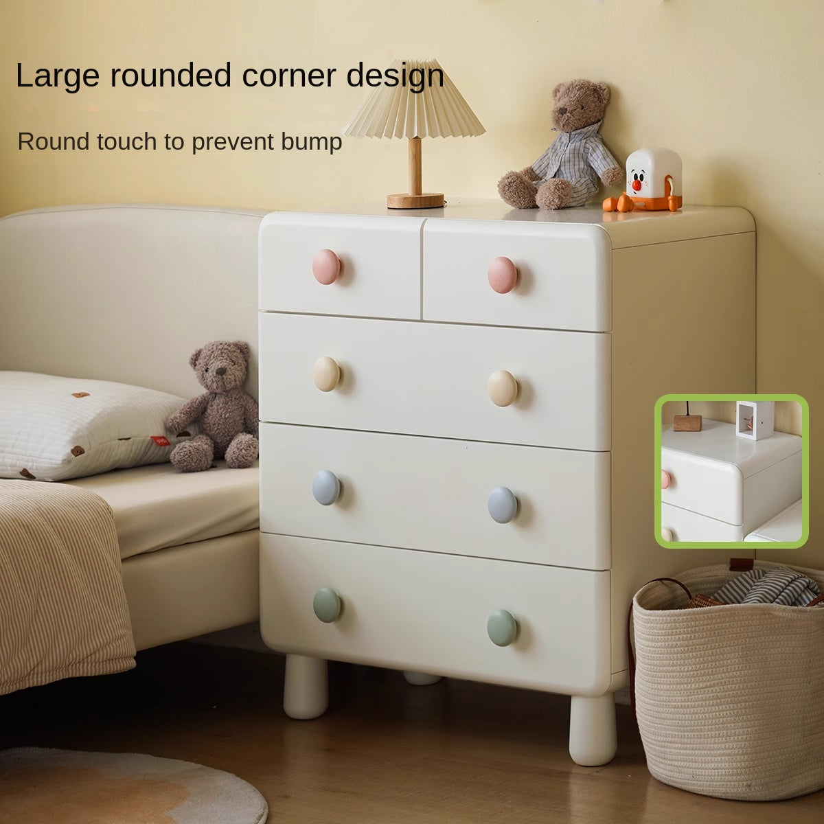 Rubber Solid Wood Children's Storage Cabinet.