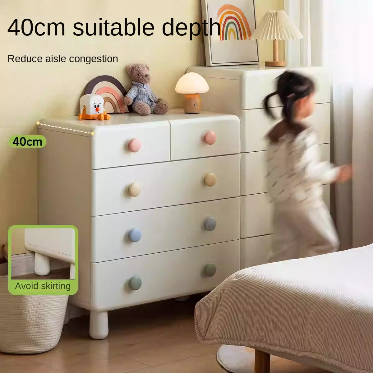 Rubber Solid Wood Children's Storage Cabinet.