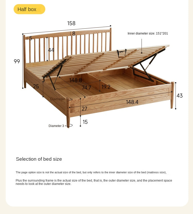 Oak Solid Wood Windsor Box Bed Nordic Modern
