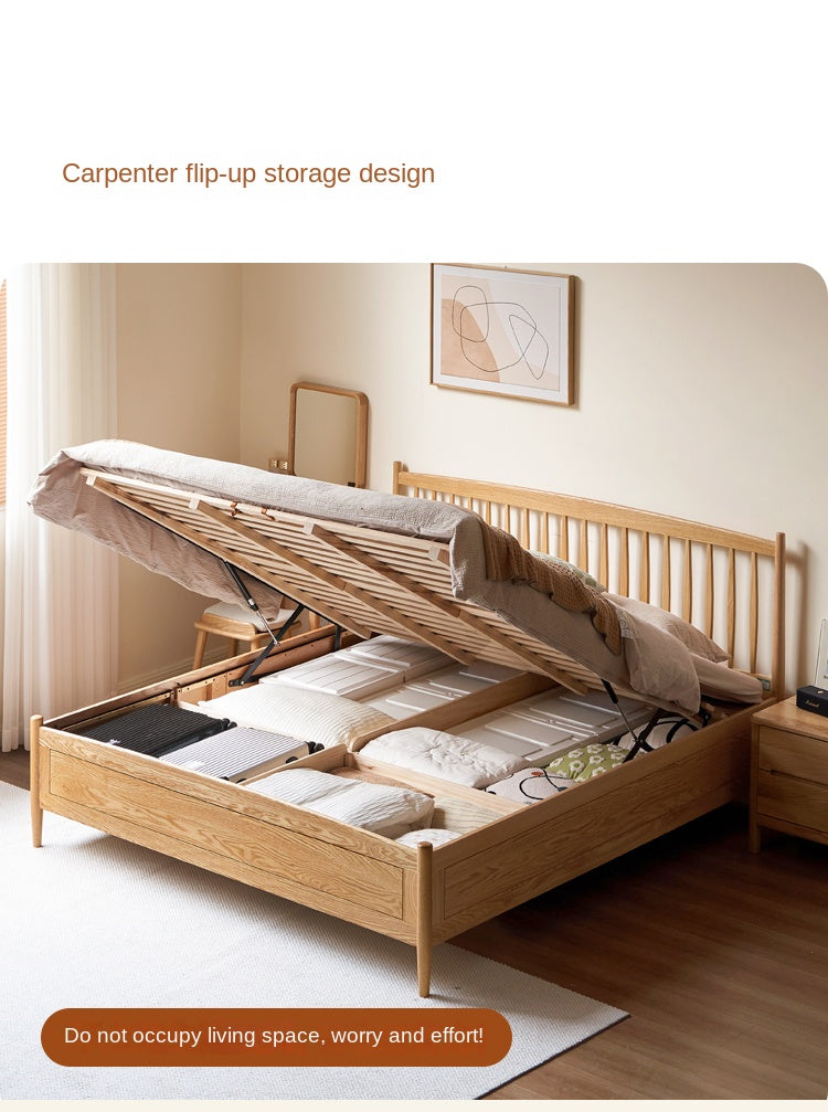 Oak Solid Wood Windsor Box Bed Nordic Modern