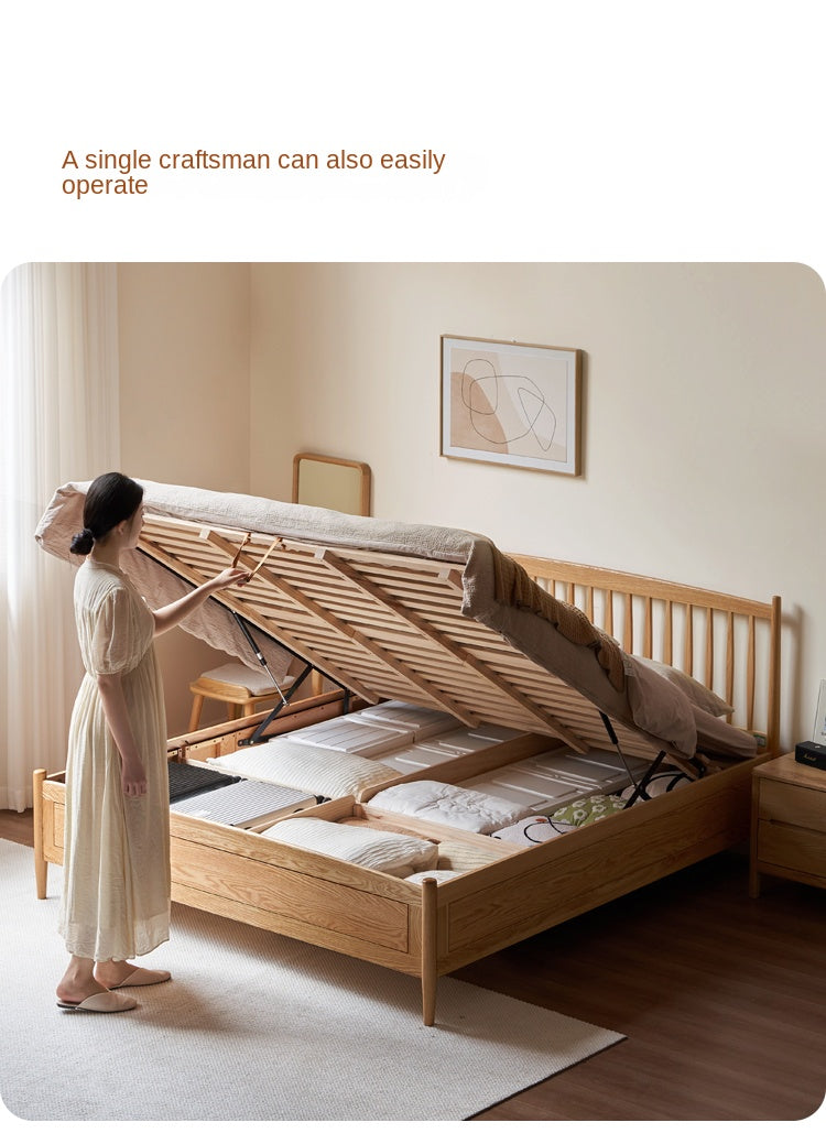 Oak Solid Wood Windsor Box Bed Nordic Modern
