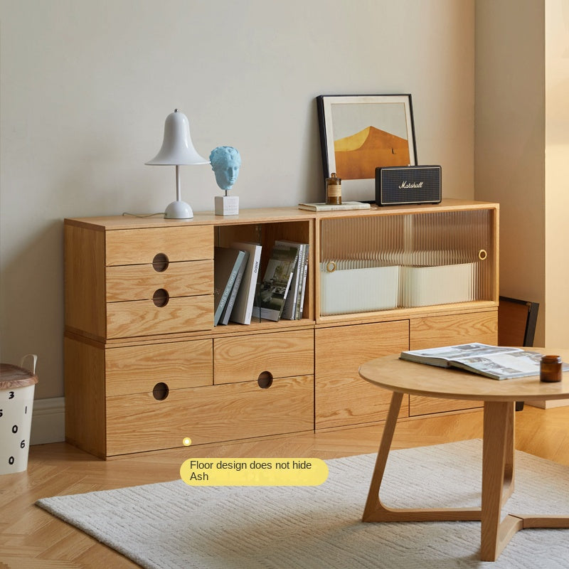 Oak Solid Wood Modern TV Cabinet.