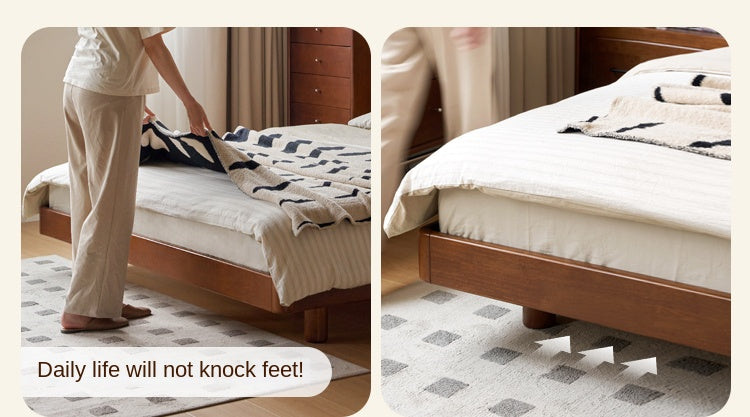 Rubber Solid Wood Antique color Bed
