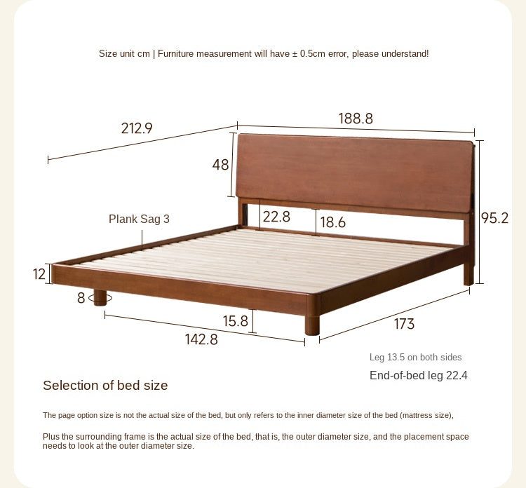 Rubber Solid Wood Antique color Bed