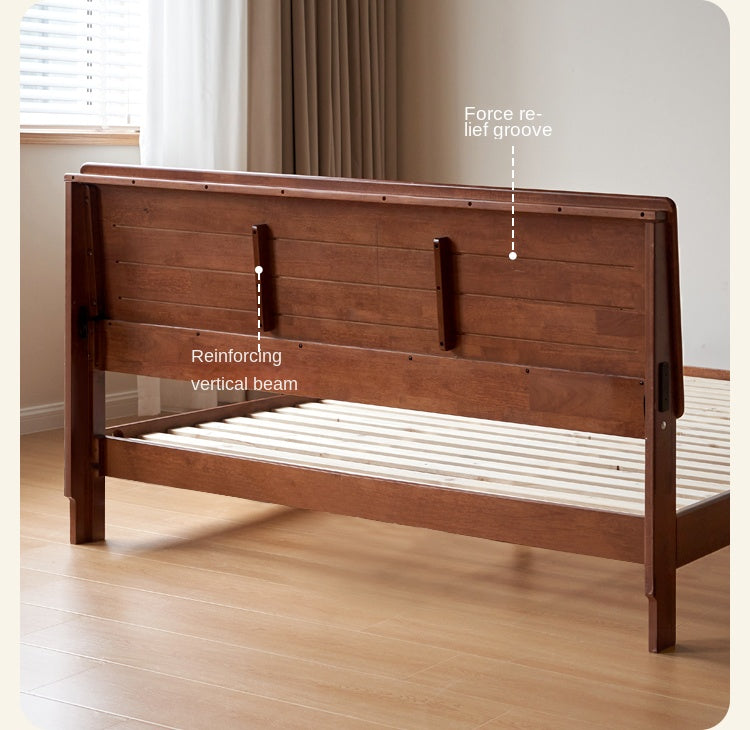 Rubber Solid Wood Antique color Bed