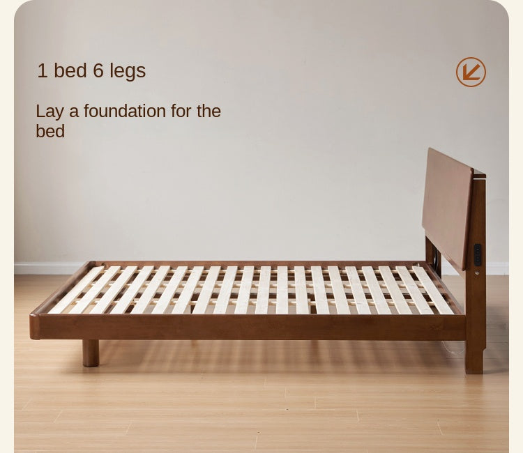 Rubber Solid Wood Antique color Bed
