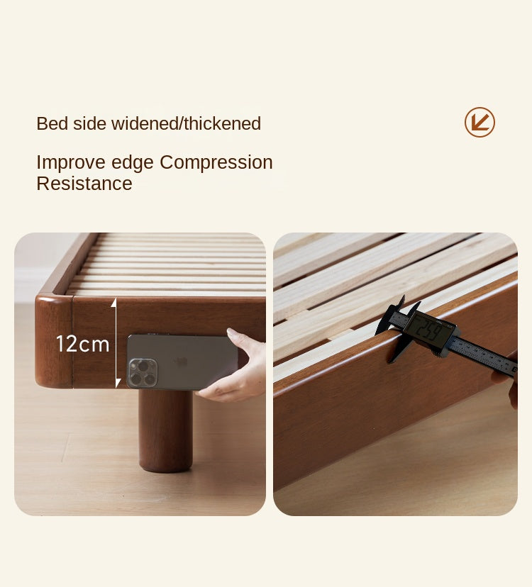 Rubber Solid Wood Antique color Bed