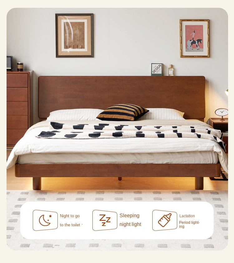 Rubber Solid Wood Antique color Bed