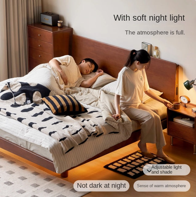Rubber Solid Wood Antique color Bed