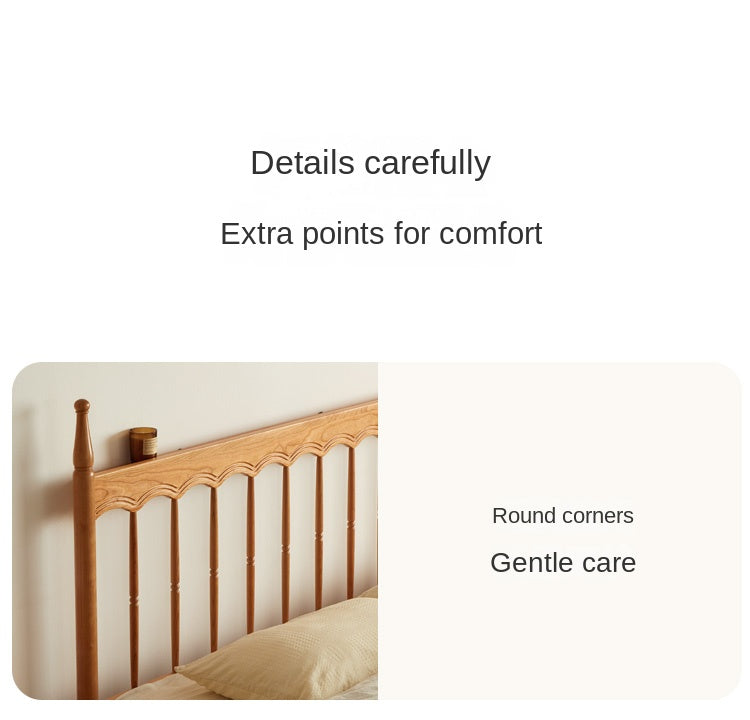 Cherry Solid Wood Modern French Retro Bed