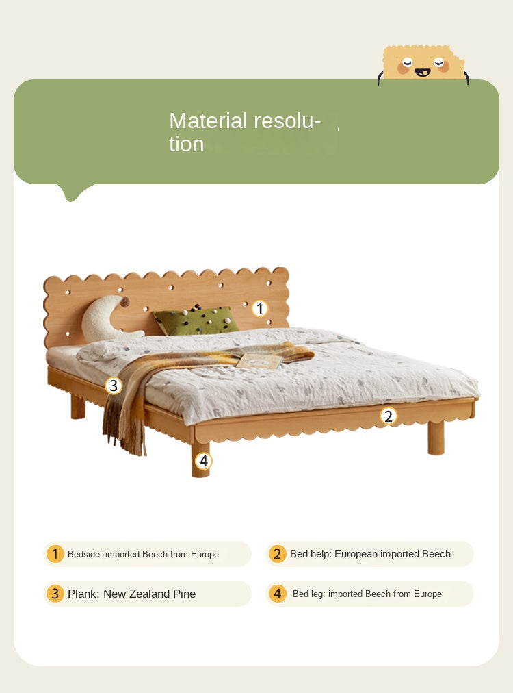 Beech Solid Wood Children's with Scalloped Frame biscuit bed