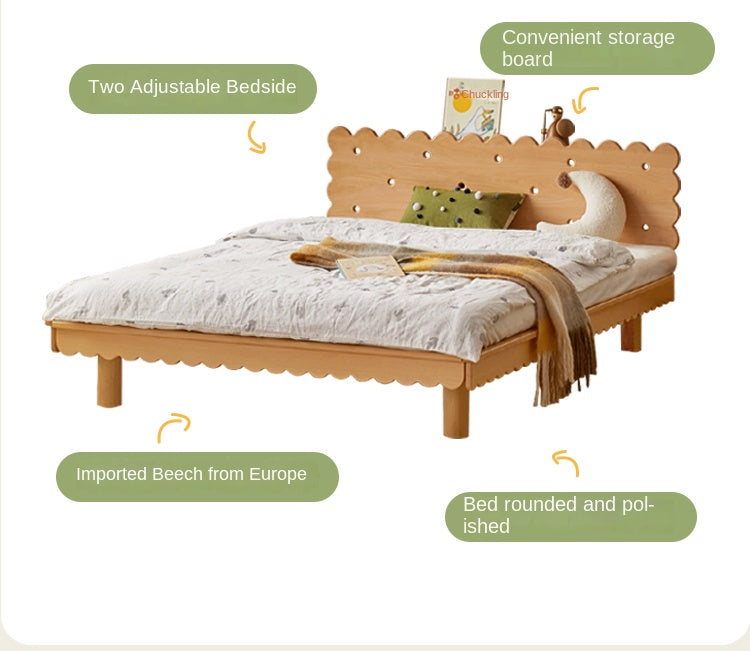 Beech Solid Wood Children's with Scalloped Frame biscuit bed