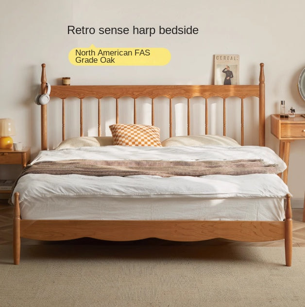 Cherry Solid Wood Modern French Retro Bed