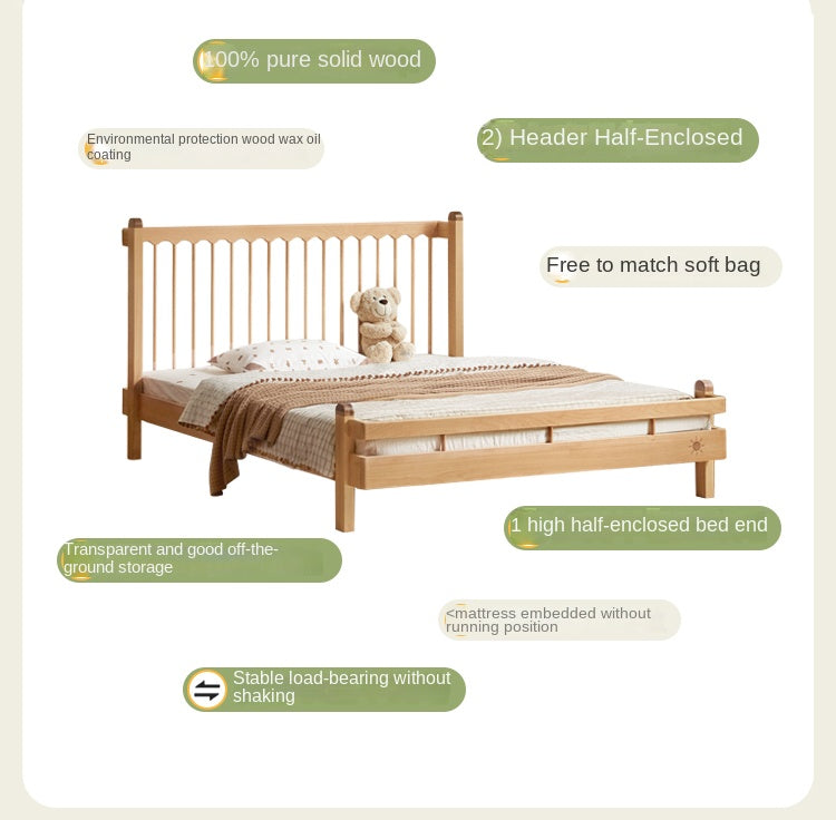 European Beech Solid Wood Modern Children's Bed