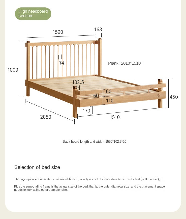 European Beech Solid Wood Modern Children's Bed