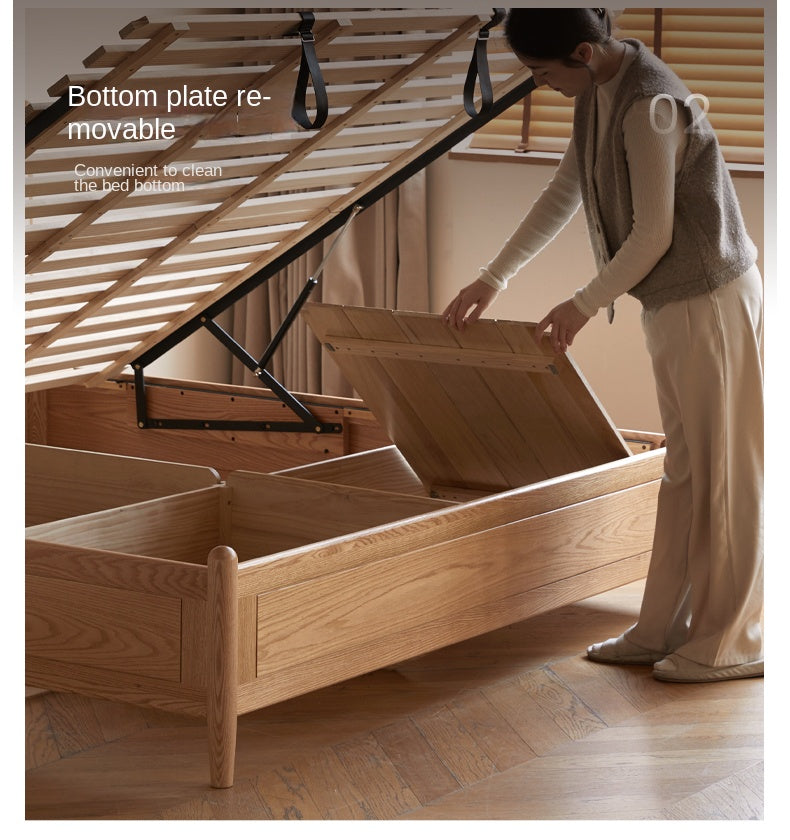 Oak Solid Wood Leather Piano Key Storage Box Bed