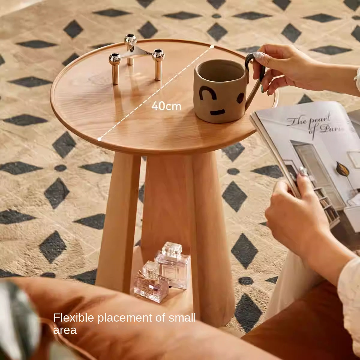 Beech Solid Wood Nordic Side Table.