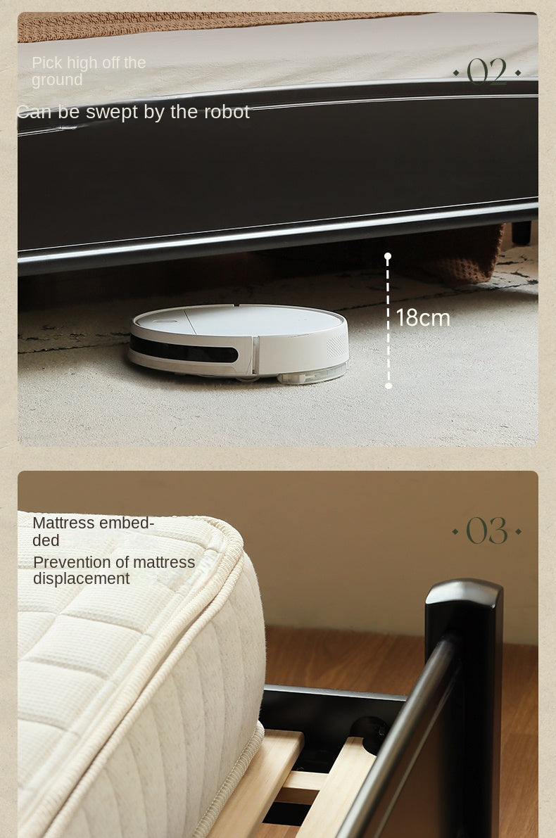 Rubberwood Solid Wood Soft Backrest Bed French Style