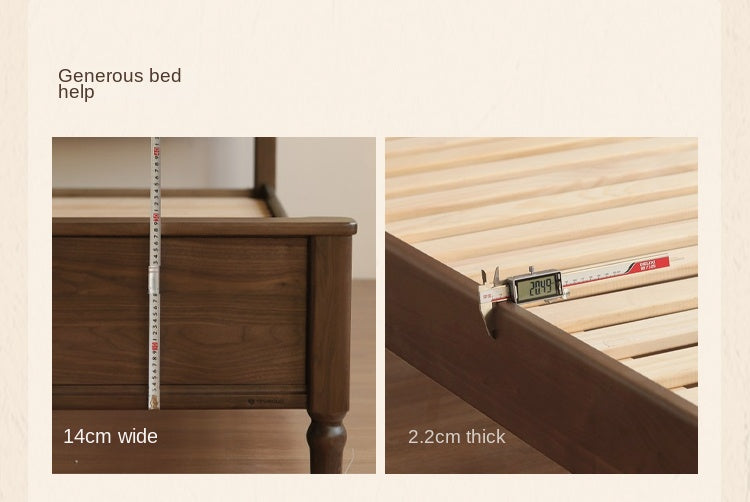 Black Walnut Solid Wood American Large Board Vintage Double Bed