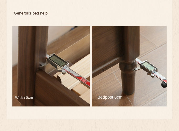 Black Walnut Solid Wood American Large Board Vintage Double Bed