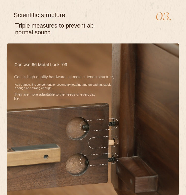 Black Walnut Solid Wood American Large Board Vintage Double Bed