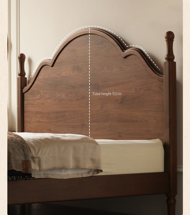 Black Walnut Solid Wood American Large Board Vintage Double Bed