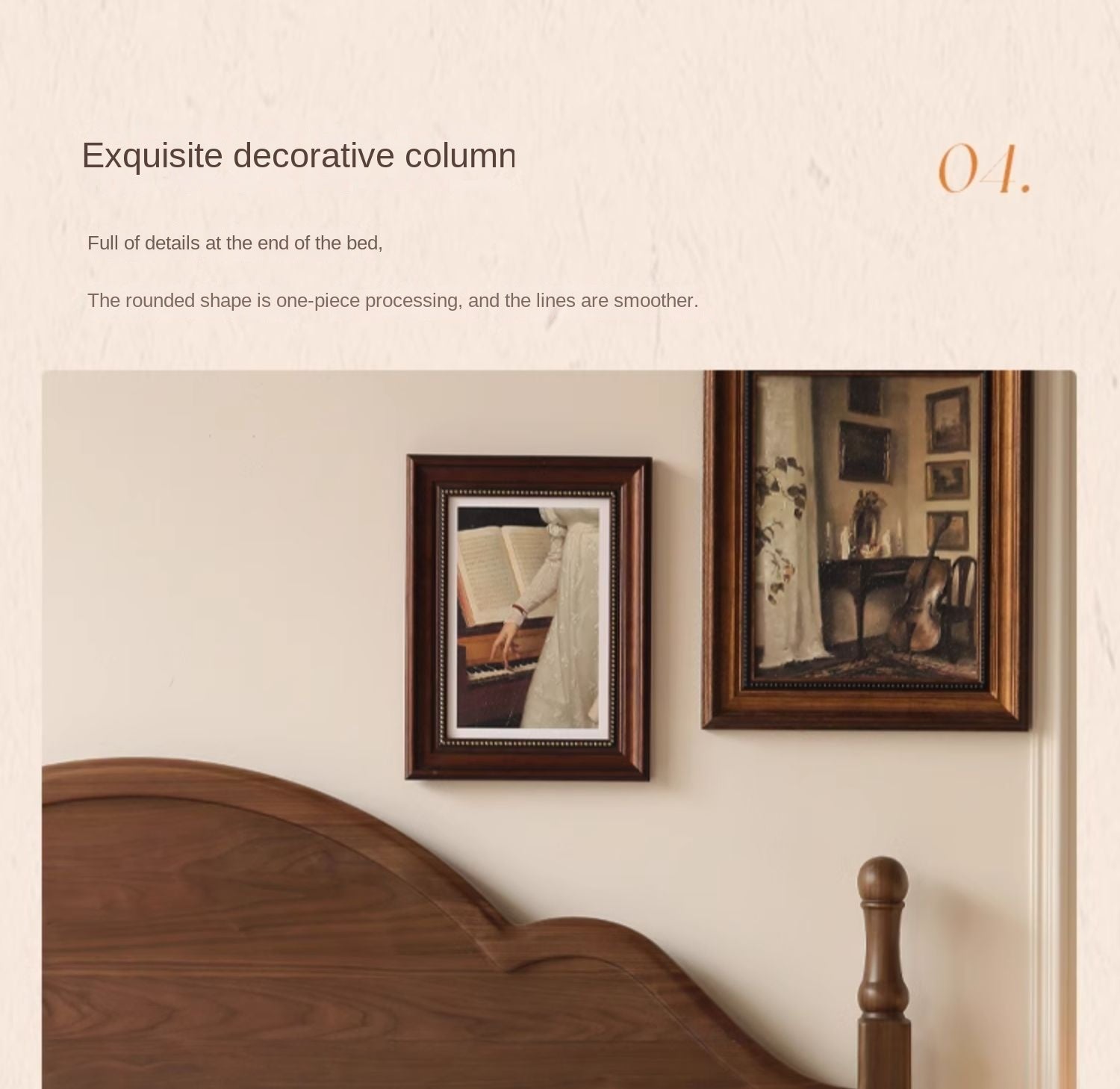 Black Walnut Solid Wood American Large Board Vintage Double Bed