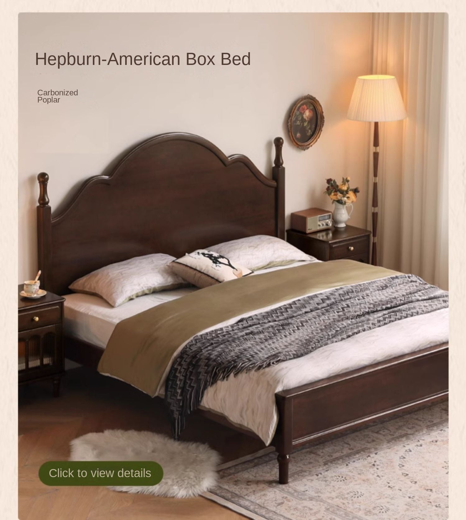 Black Walnut Solid Wood American Large Board Vintage Double Bed