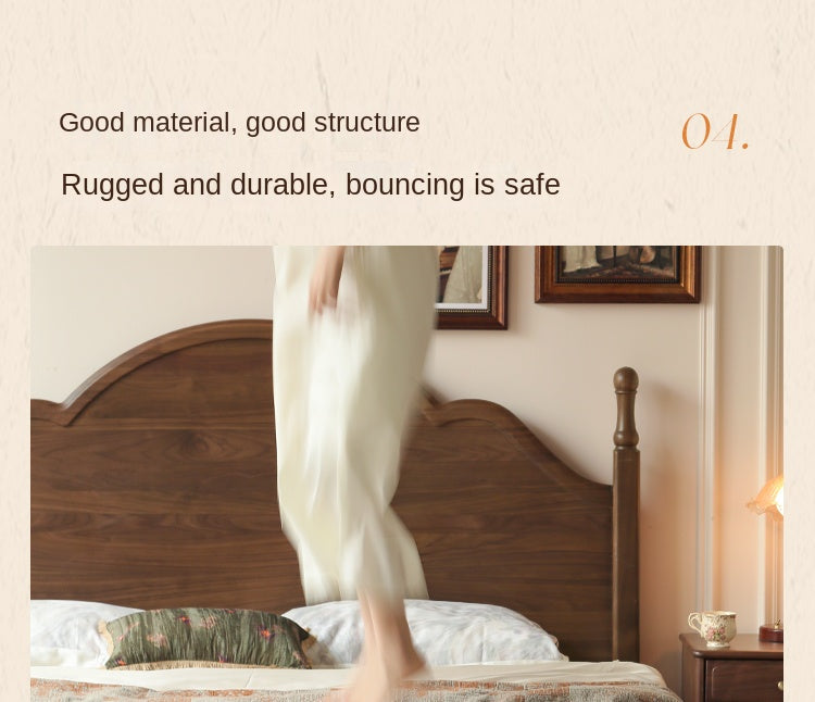 Black Walnut Solid Wood American Large Board Vintage Double Bed