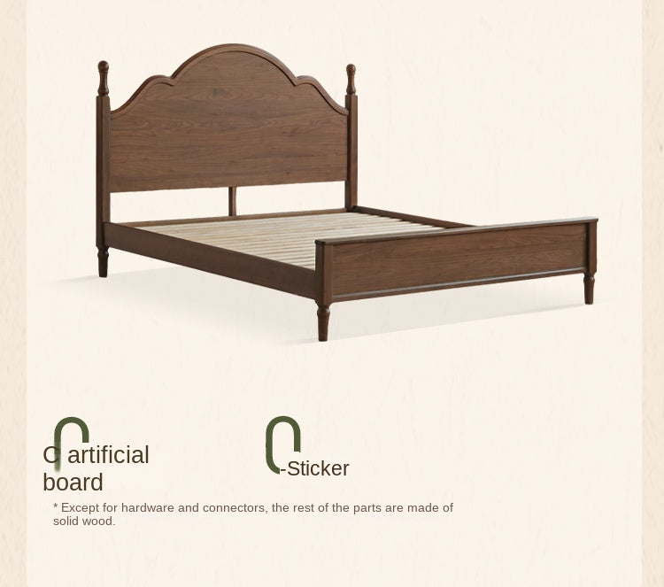 Black Walnut Solid Wood American Large Board Vintage Double Bed