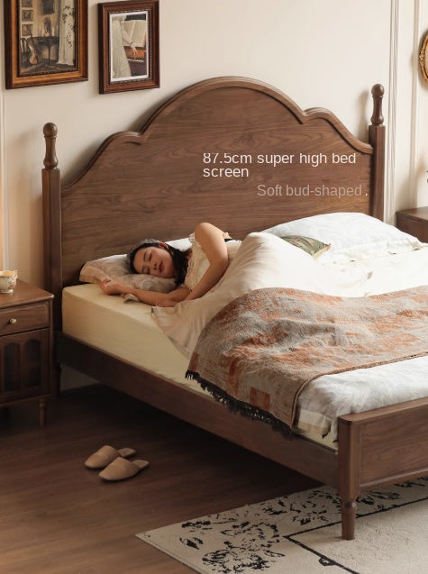 Black Walnut Solid Wood American Large Board Vintage Double Bed