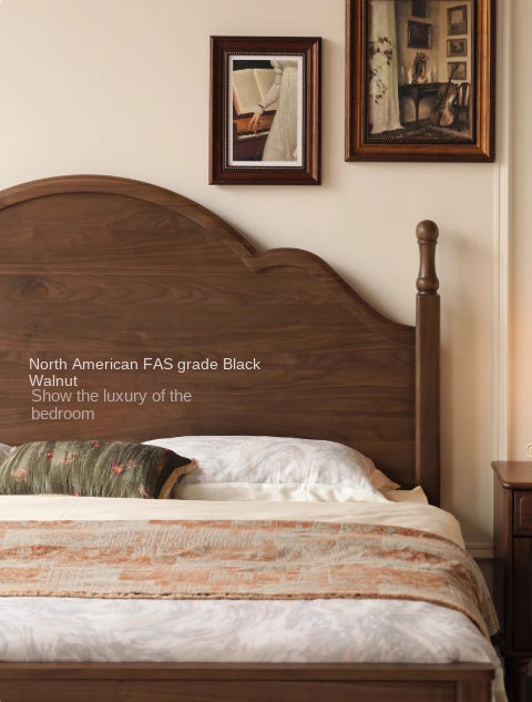 Black Walnut Solid Wood American Large Board Vintage Double Bed