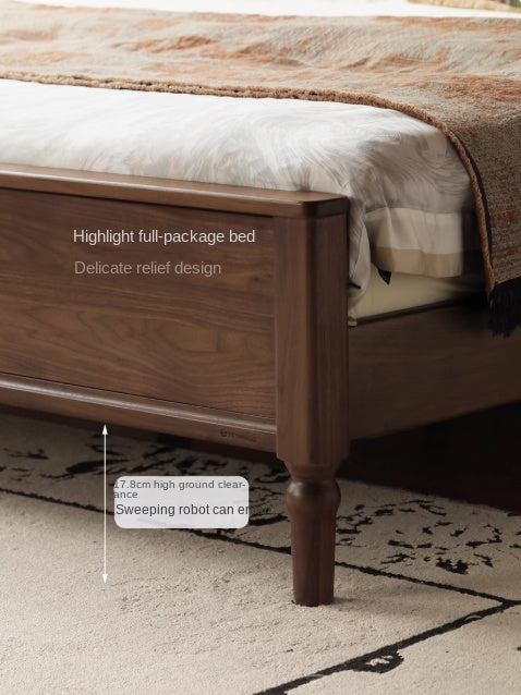 Black Walnut Solid Wood American Large Board Vintage Double Bed