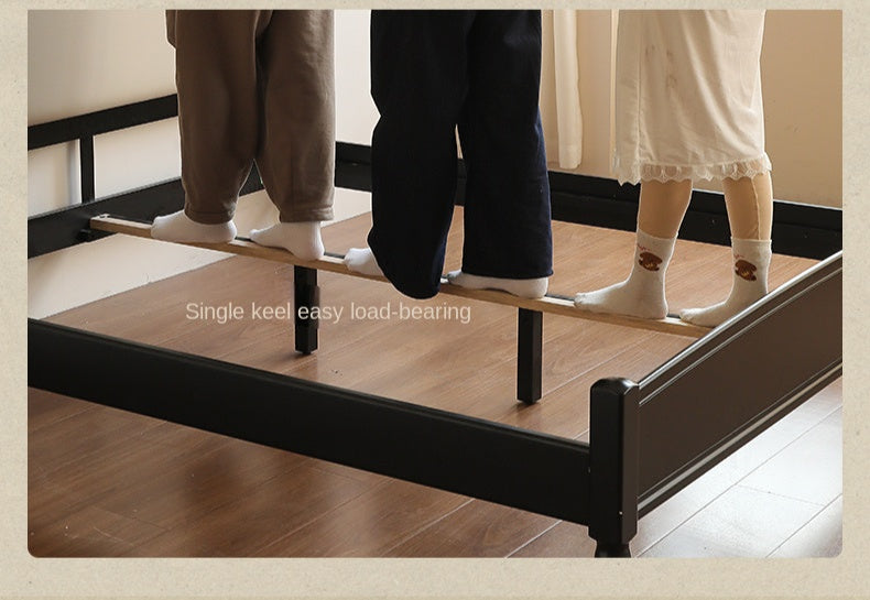 Rubberwood Solid Wood Soft Backrest Bed French Style