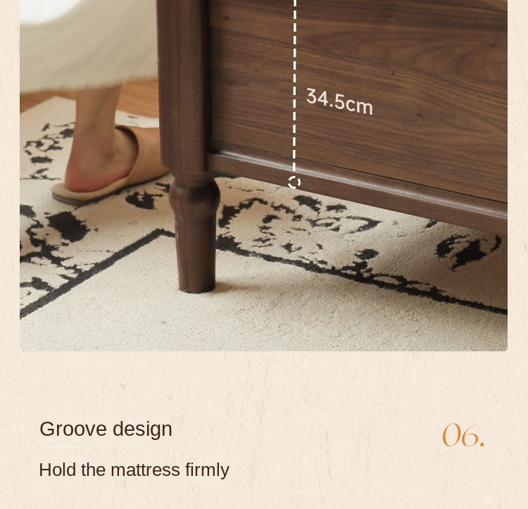 Black Walnut Solid Wood American Large Board Vintage Double Bed