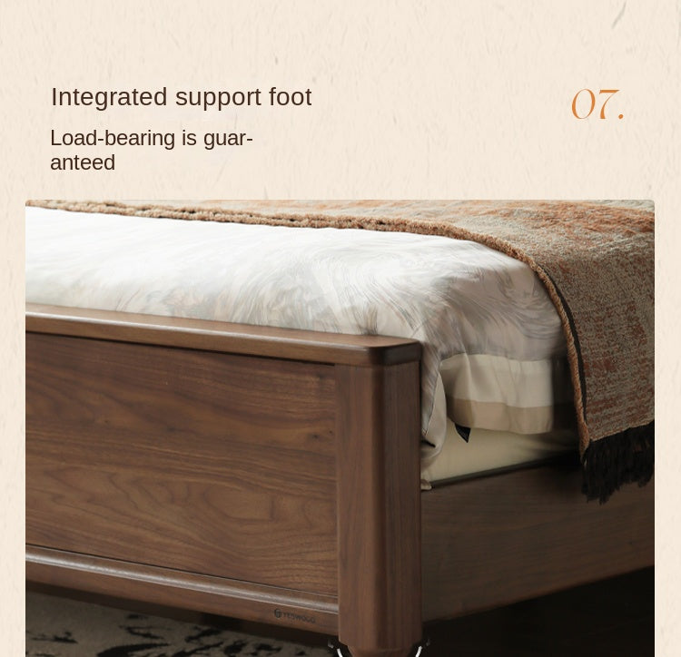 Black Walnut Solid Wood American Large Board Vintage Double Bed