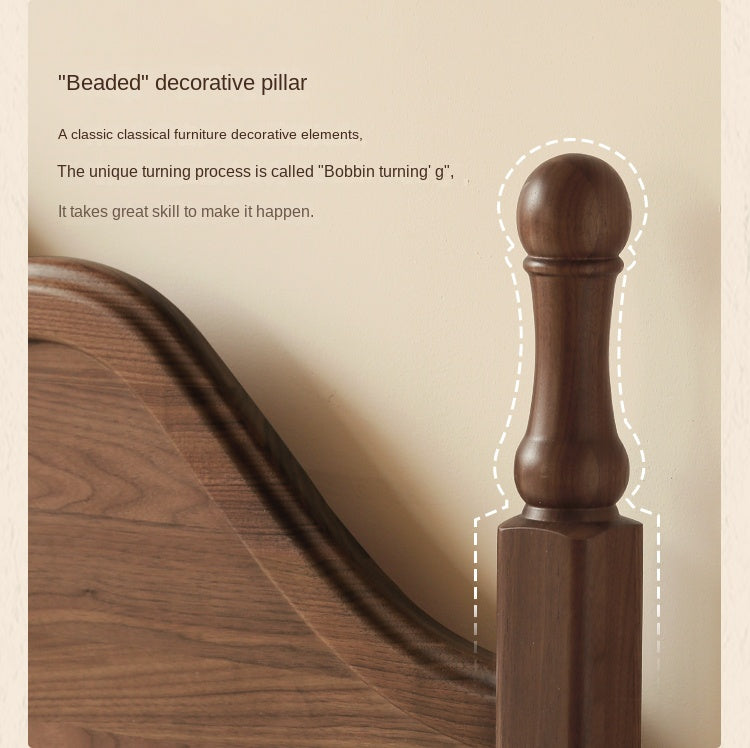 Black Walnut Solid Wood American Large Board Vintage Double Bed