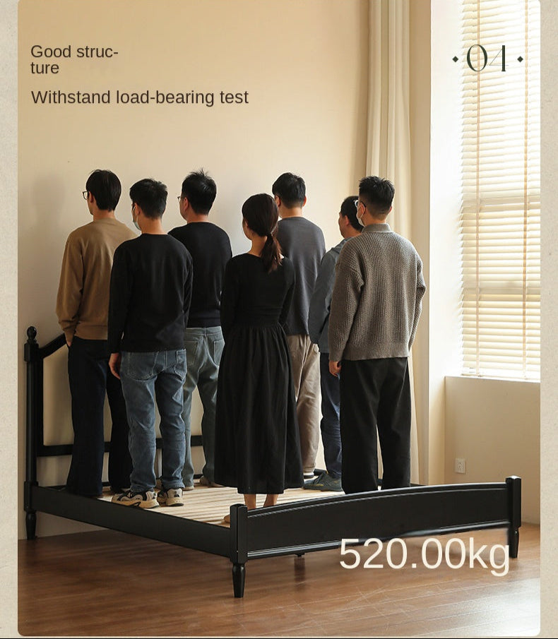 Rubberwood Solid Wood Soft Backrest Bed French Style