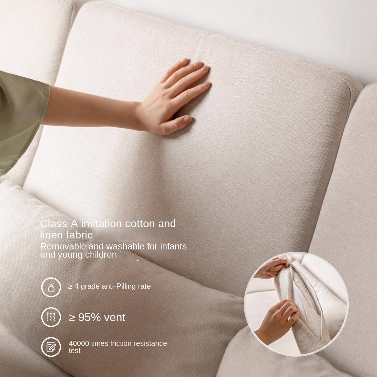Ash Solid Wood Dual-purpose Fabric Sofa
